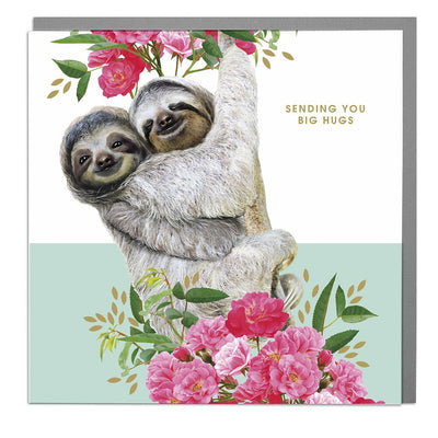 Sloths Big Hugs Get Well Soon Card - Lola Design Ltd