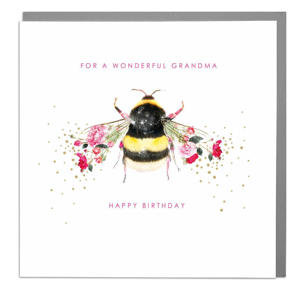 Old English Co. Birthday Card For Women - Bumble Bee Floral Design For Friends