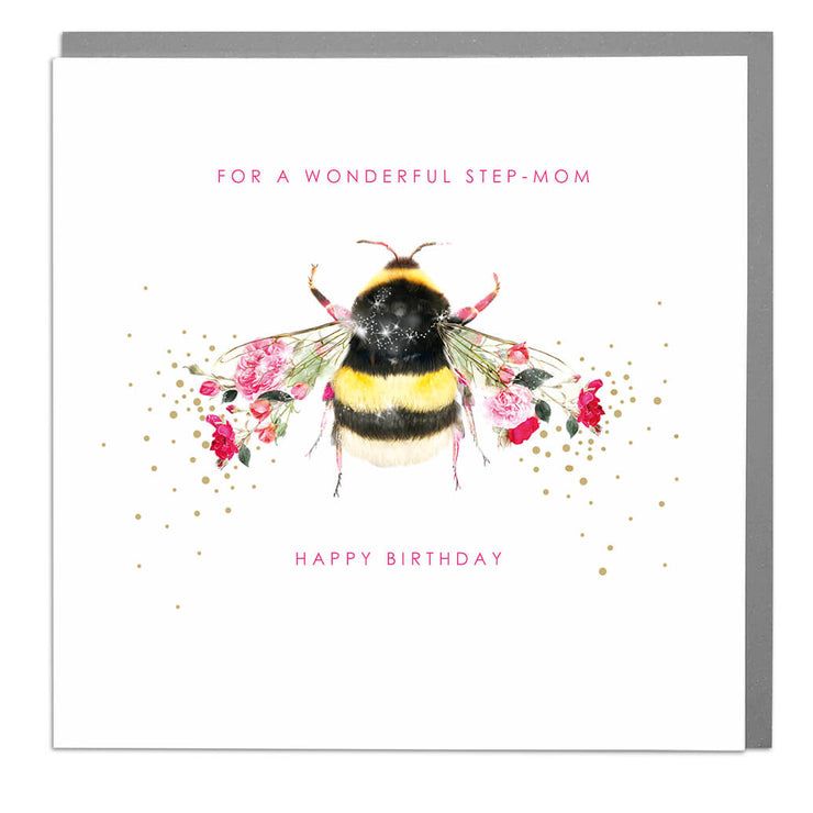Bee Step-Mom Birthday Card - Lola Design Ltd