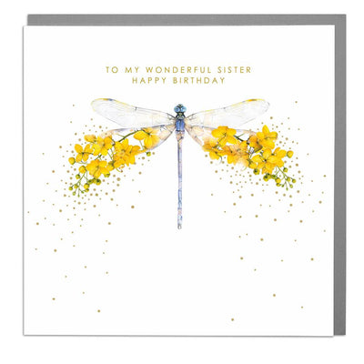Dragonfly Sister Birthday Card - Lola Design Ltd