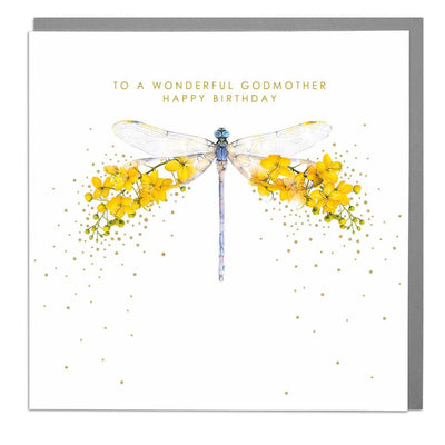 Dragonfly God Mother Birthday Card - Lola Design Ltd