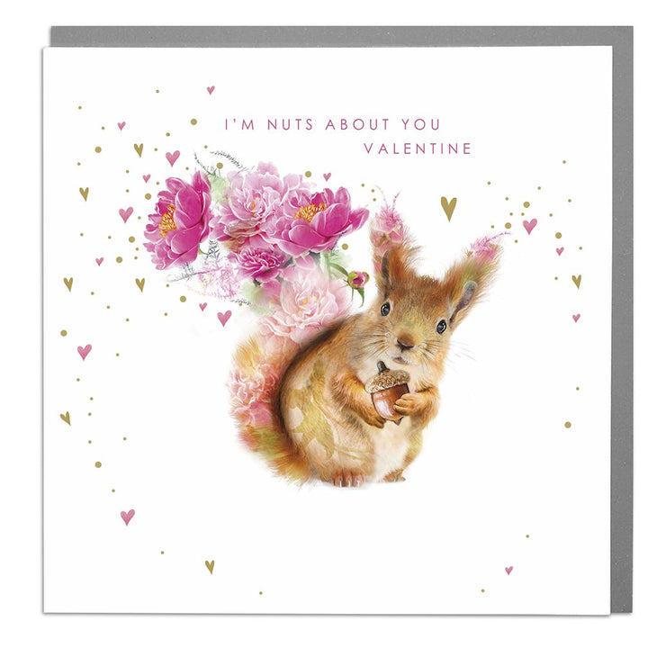 Squirrels I'm Nuts About You Valentines Day Card by Lola Design - Lola Design Ltd