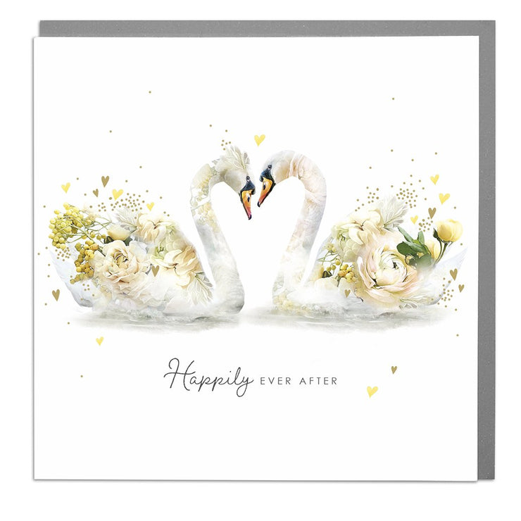 Swans Happily Ever After Wedding Card by Lola Design - Lola Design Ltd