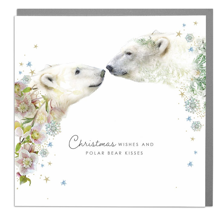 Two Polar Bears Kisses Christmas Card by Lola Design - Lola Design Ltd