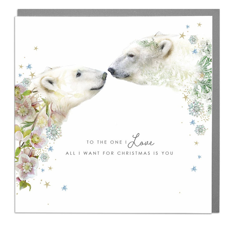 Kissing Polar Bears One I Love Christmas Card by Lola Design - Lola Design Ltd