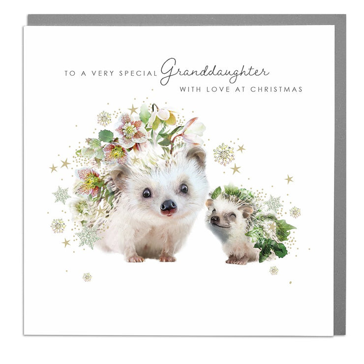 Hedgehogs Grandaughter Chirstmas Card by Lola Design - Lola Design Ltd
