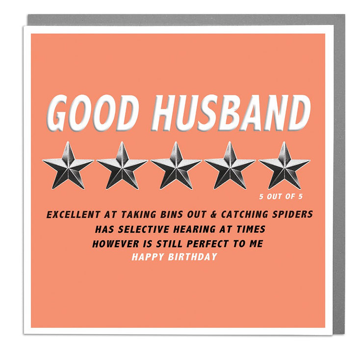 Husband Five Star Birthday Card , GREETING CARD, Husband Birthday,  husband card,  birthday husband