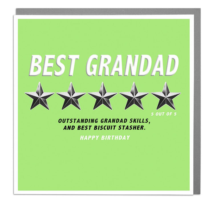 Grandad Five Star Birthday Card by Lola Design - Lola Design Ltd