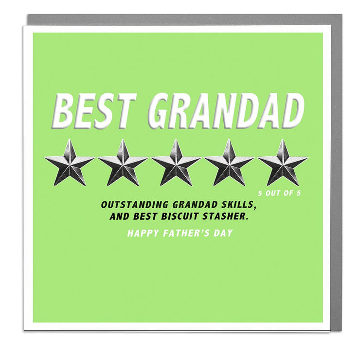 Grandad Five Star Happy Fathers Day Card by Lola Design - Lola Design Ltd