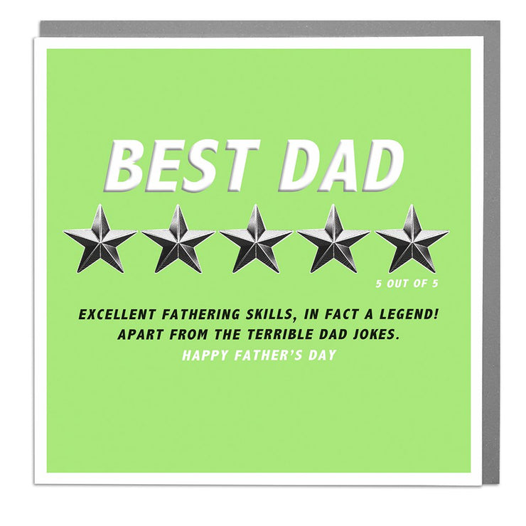 Dad Five Star Happy Fathers Day Card by Lola Design - Lola Design Ltd