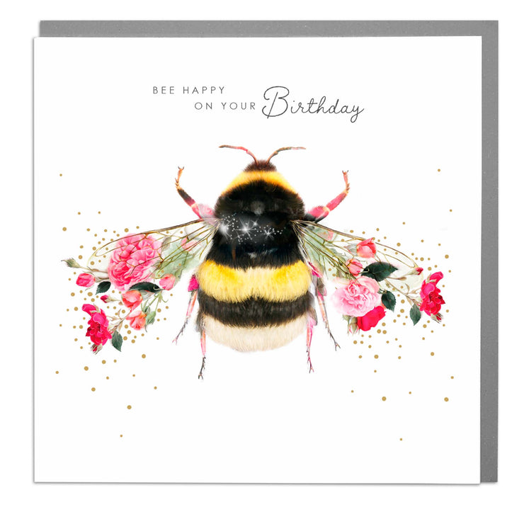 Bee Happy on Your Birthday - Bee greeting card by Lola Design - Lola Design Ltd