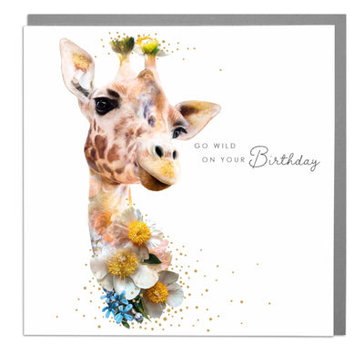 Giraffe - Go Wild, Happy Birthday greeting card by Lola Design - Lola Design Ltd