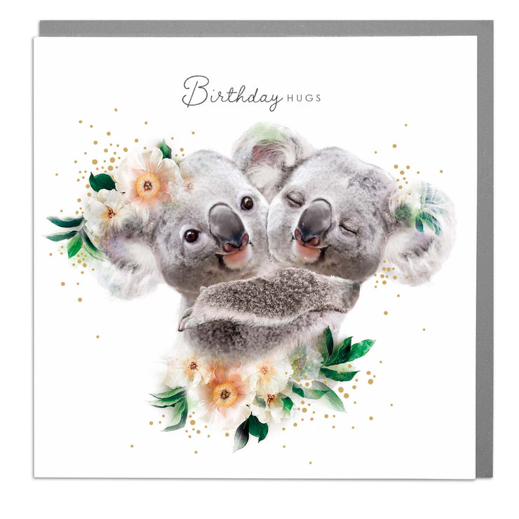 Hugging Koalas - Birthday Hugs greeting card by Lola Design - Lola Design Ltd
