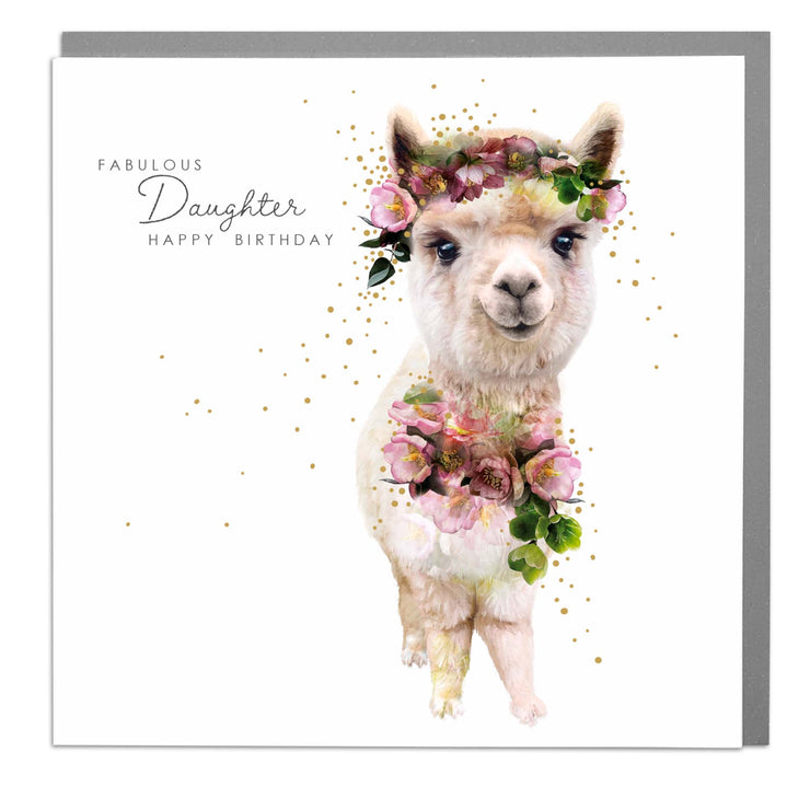 Alpaca - Daughters Birthday card by Lola Design - Lola Design Ltd