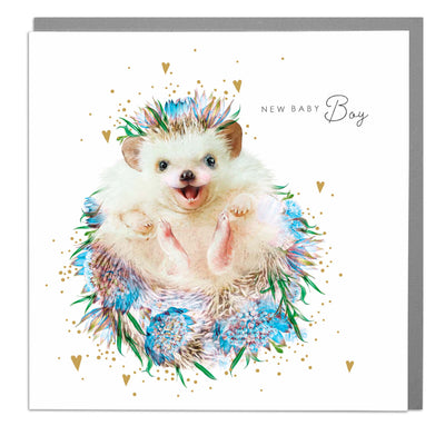 Hedgehog - New Baby Boy greeting card by Lola Design - Lola Design Ltd