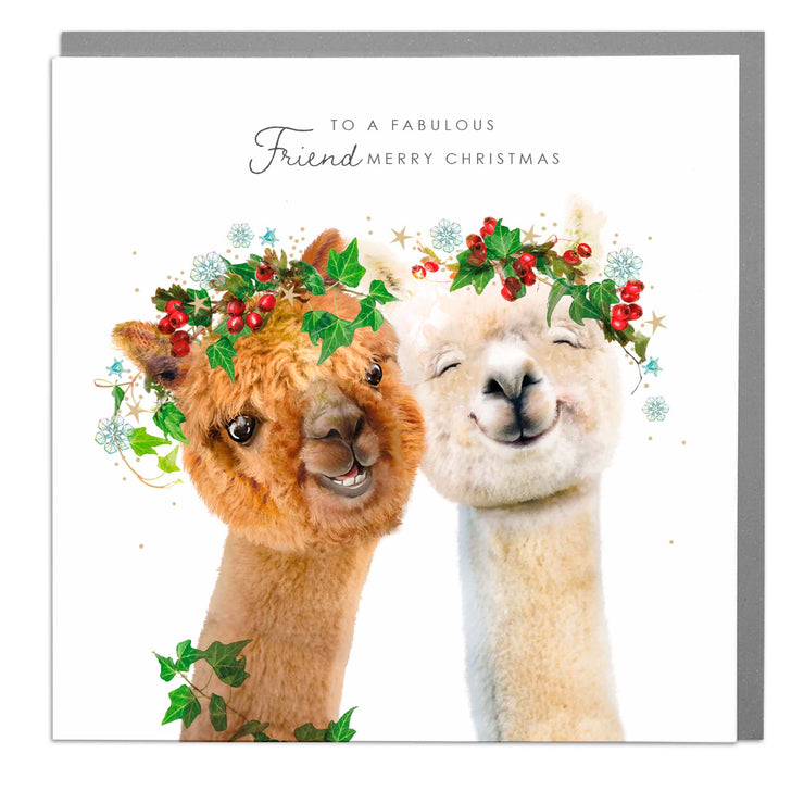 Alpacas - Fabulous Friends at Christmas - Christmas card by Lola Design - Lola Design Ltd