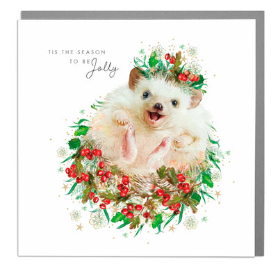 Hedgehog - Season to be Jolly Christmas card by Lola Design - Lola Design Ltd