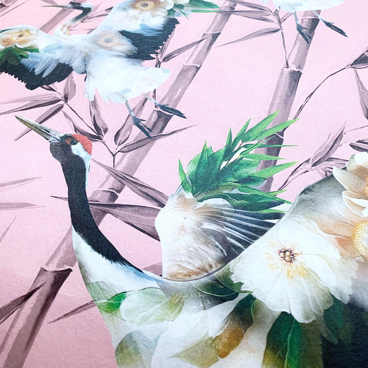 Cranes Pink Wallpaper Sample - Lola Design Ltd