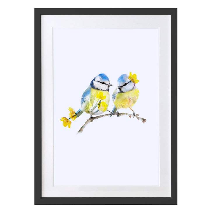 Two Blue Tits Art Print by Lola Design - Lola Design Ltd