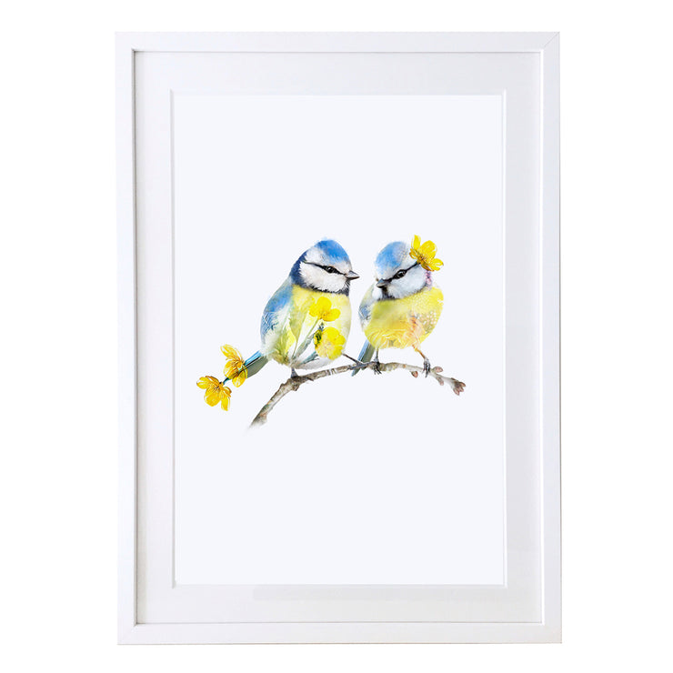 Two Blue Tits Art Print by Lola Design - Lola Design Ltd