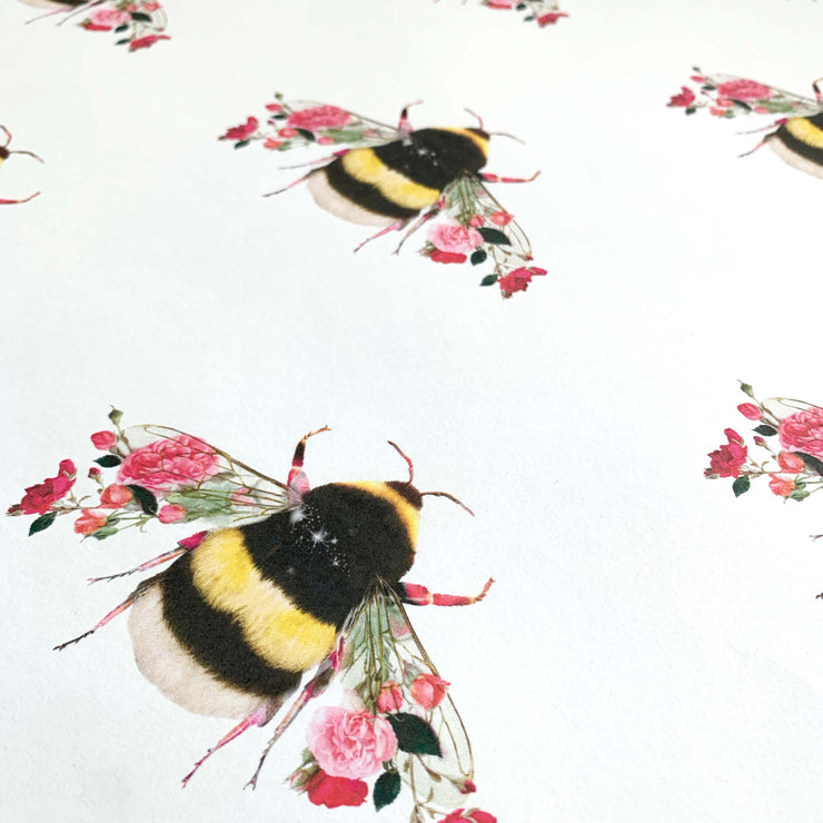 white wallpaper, botanical bee, floral wallpaper, bedroom wallpaper, living room wallpaper, home decor, flower wallpaper bumble bee, floral bee
