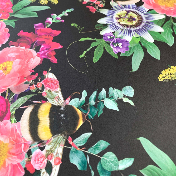 Mixed Bee Black Wallpaper Sample - Lola Design Ltd