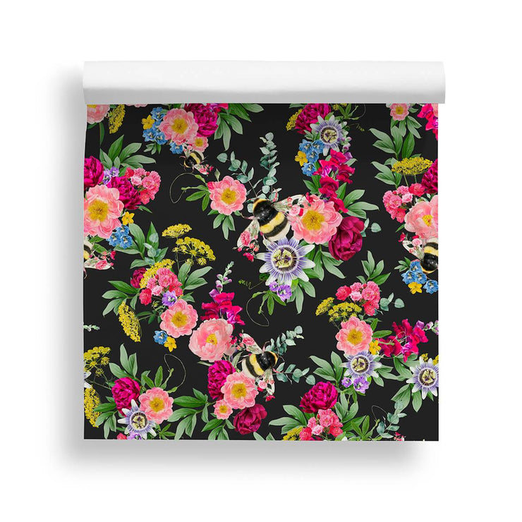 Mixed Bee Black Wallpaper - Lola Design Ltd