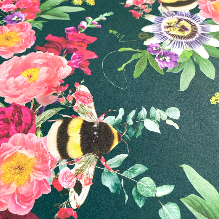 Mixed Bee Dark Green Wallpaper Sample - Lola Design Ltd