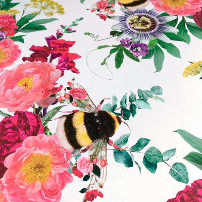 Mixed Bee White Wallpaper Sample - Lola Design Ltd