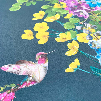 Hummingbird Full Colour Dark Blue Wallpaper Sample - Lola Design Ltd