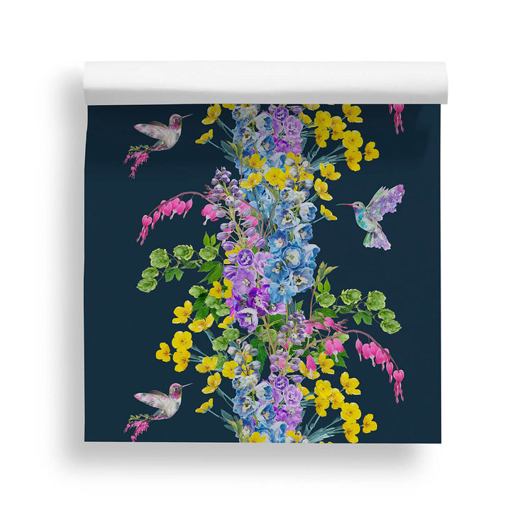 Hummingbird Blue Wallpaper - Lola Design Ltd