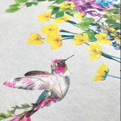 Hummingbird Full Colour Stone Wallpaper Sample - Lola Design Ltd