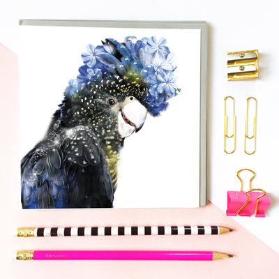Red Tailed Black Cockatoo Card - Lola Design Ltd