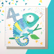 Chameleon Age 4 Birthday Card - Lola Design Ltd