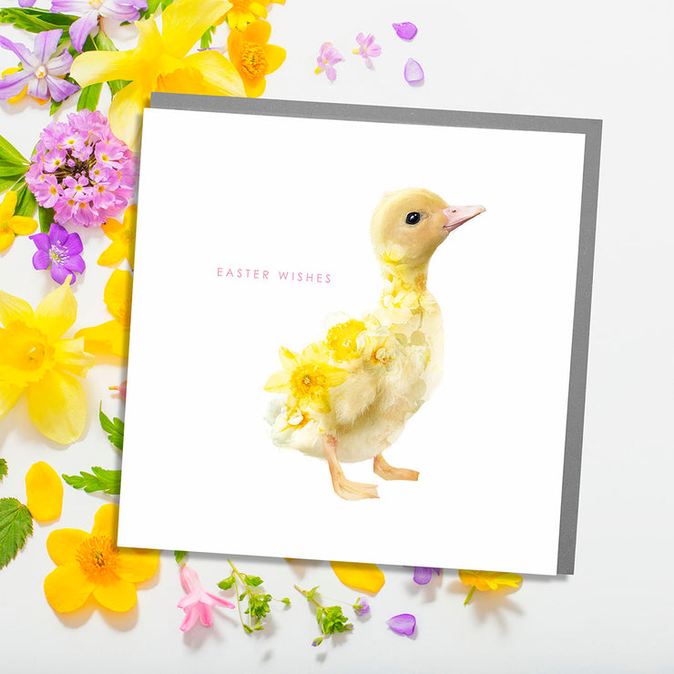 Duckling Side On Happy Easter Card - Lola Design Ltd
