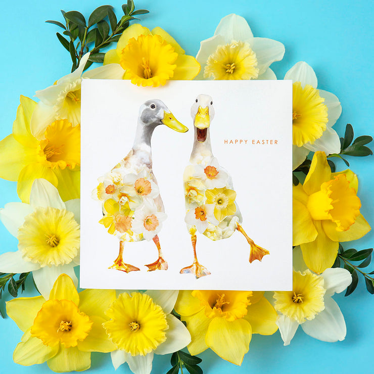 Indian Runner Ducks Happy Easter Card - Lola Design Ltd