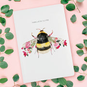 A5 lined botanical floral bee notebook, bee stationery