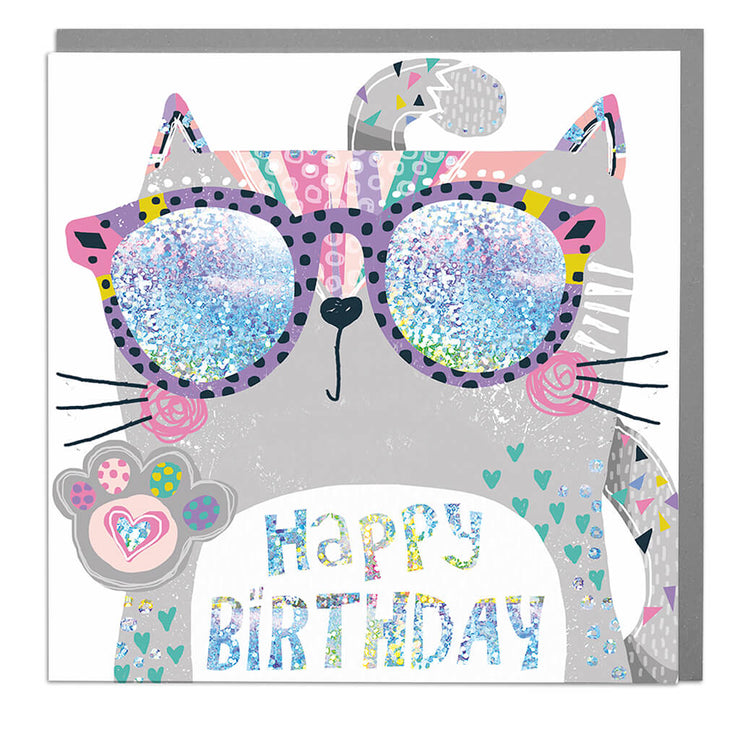 Cat Happy Birthday Card - Lola Design Ltd