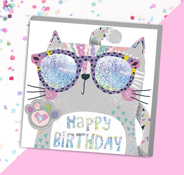 Cat Happy Birthday Card - Lola Design Ltd