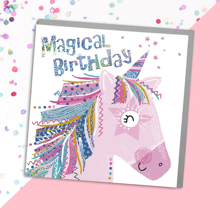 Unicorn Happy Birthday Card - Lola Design Ltd