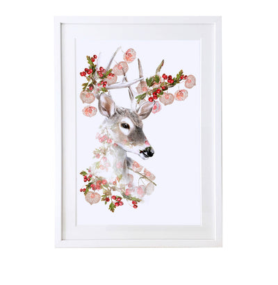 White Tailed Stag Art Print - Lola Design Ltd
